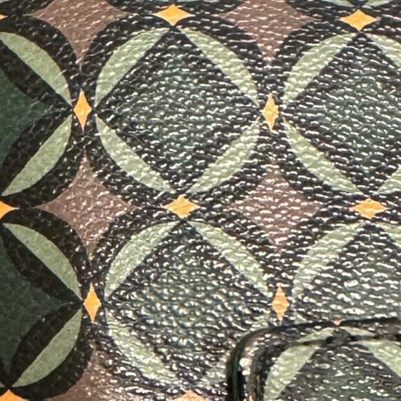 Fossil Long Wallet Patterned Green Snap Closure Coin Zip Geometric - Picture 4 of 7